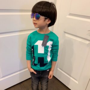 【美國名牌童裝】全新TOMMY HILFIGER 綠色字母長袖棉T