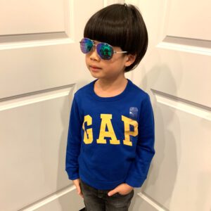 [美國名牌童裝］現貨在台～全新GAP兒童 小朋友 小童 亮藍x黃logo 鋪棉 刷毛厚T