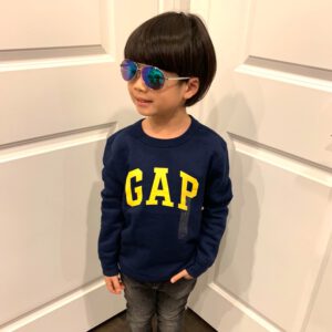 ［美國名牌童裝］現貨在台～全新GAP兒童 小朋友 小童深藍x亮黃logo刷毛 鋪棉厚T