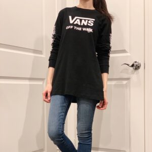 美國直寄~全新vans黑色經典棋盤格紋長T