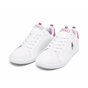 《新款上市》美國🇺🇸直寄~Polo Ralph Lauren 粉色熊熊小白鞋 polo熊鞋 限量 polo小白鞋