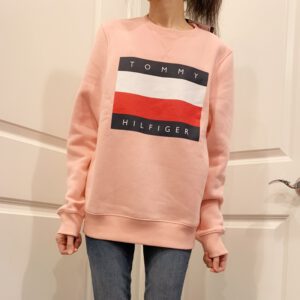 美國🇺🇸現貨~最後一件 tommy粉紅刷毛大學T