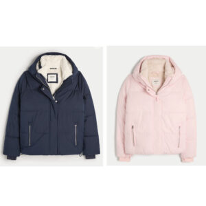 《現+預～零碼特價~粉L/深藍XL~厚款外套》美國🇺🇸直寄～Hollister CO風衣外套 羔羊毛外套 防水外套