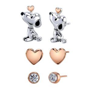 《現貨～純銀耳環》美國🇺🇸直寄～史努比SNOOPY 純銀耳環 糊塗塔克 3件組 禮物